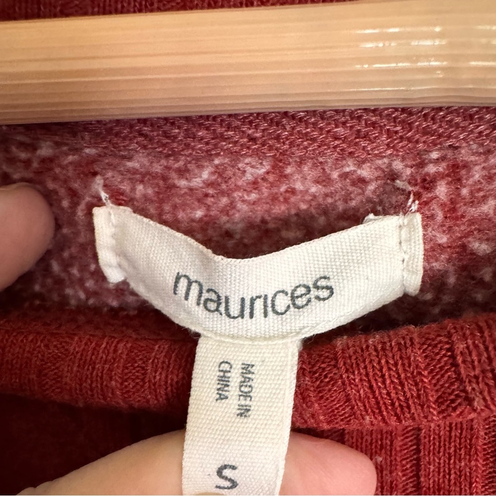 Maurices Small Rust Orange Crewneck Sweatshirt Side Slit Cozy Pullover - Picture 7 of 7